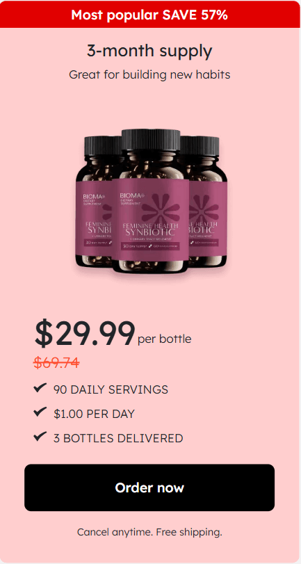bioma feminine health synbiotic 3 bottles price