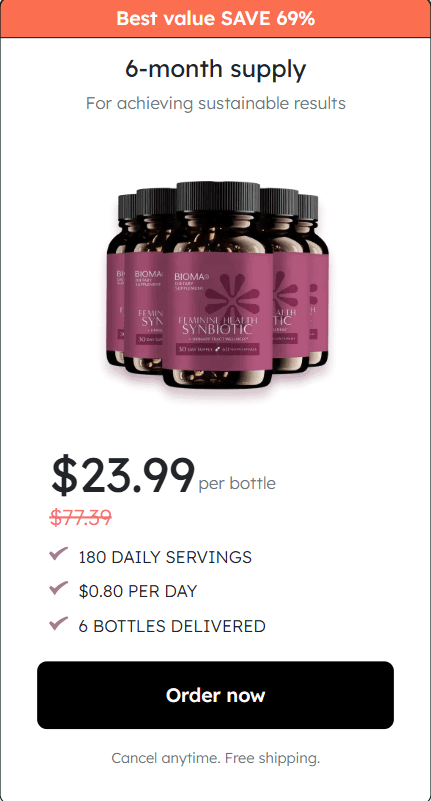 bioma feminine health synbiotic 6 bottles price